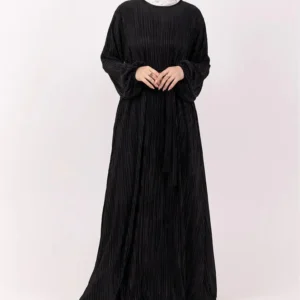 Black Plisse Abaya