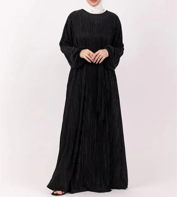 Black Plisse Abaya