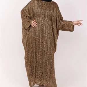 Copper Printed Chiffon Batwing Abaya