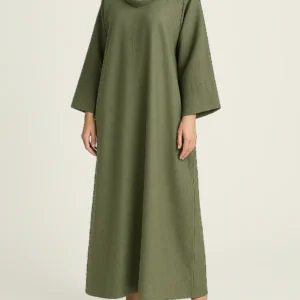 Khaki Green Premium Linen Abaya