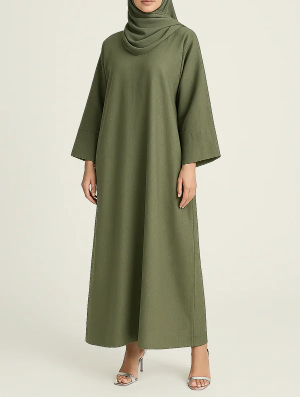 Khaki Green Premium Linen Abaya