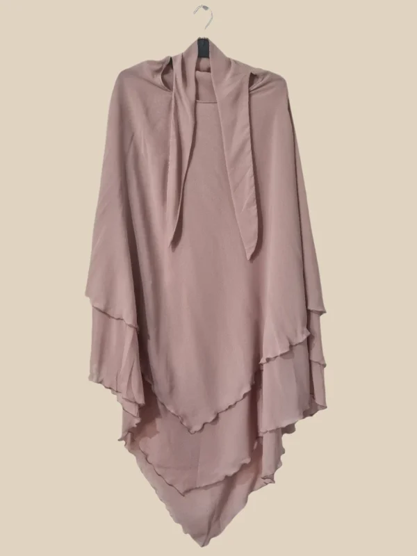 Beige 3 Layer Diamond Khimar