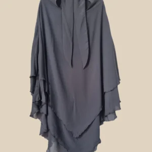 Charcoal Grey 3 Layer Diamond Khimar