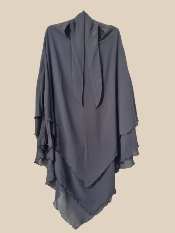 Charcoal Grey 3 Layer Diamond Khimar